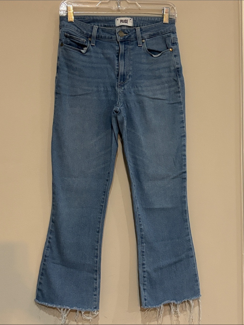 PAIGE RORY CROP FLARE High-Rise Blue Crop Flare Jeans SIZE 27